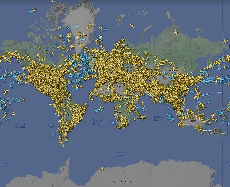ببینید | نقشه ترافیک هوایی جهان در نخستین روز از سال 2023