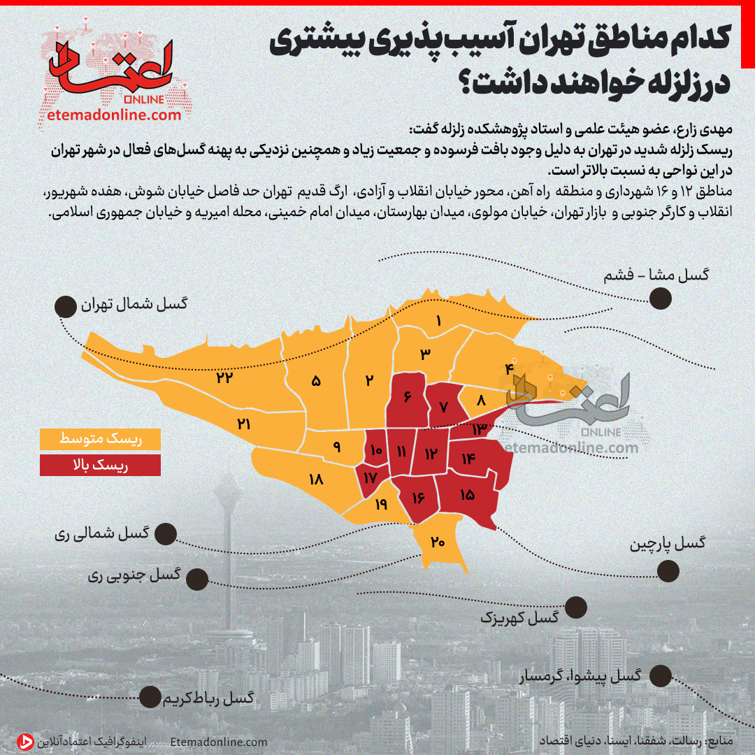 هنگام زلزله این مناطق تهران با خاک یکسان می‌شود 2