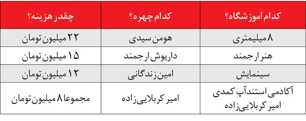 شهریه آموزشگاه های بازیگری در ایران چند است؟ 2