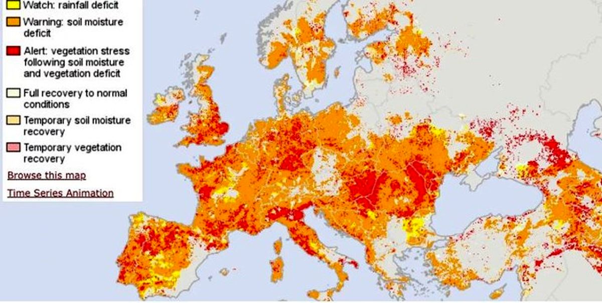 وضعیت وخیم خشکسالی در اروپا | 64 درصد قاره سبز در خطر